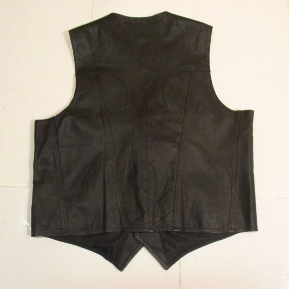 VTG ORIGINALES Hnos Solorzano 100% Black Leather Vest size 48 - Picture 4 of 4